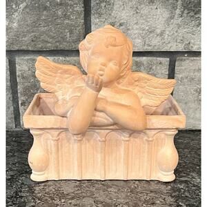 Vintage 1947 Scioto Cherub Angel on Rectangular Planter Terracotta
